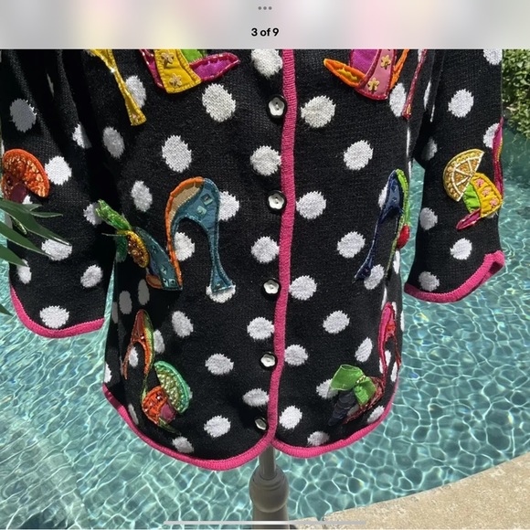 Design Options Phillip Jane Gordon Sz M Fruit 🍉 High heel Beaded Sweater - Picture 3 of 7